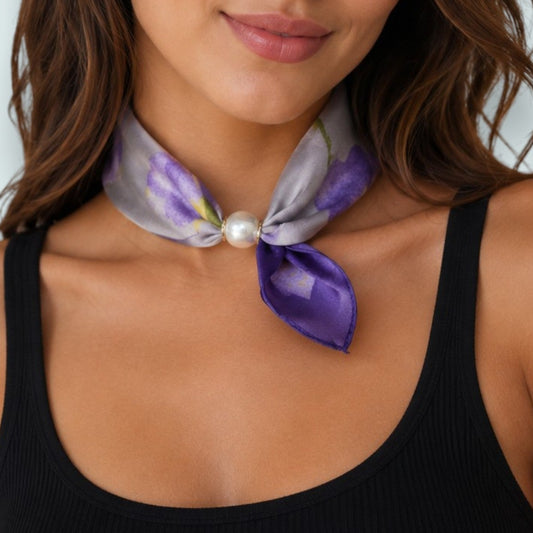 Red Coral - Lavender Bloom Neck Scarf