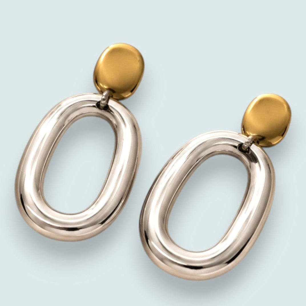 Audrey's - Two-Tone Oval Statement Drop Earrings