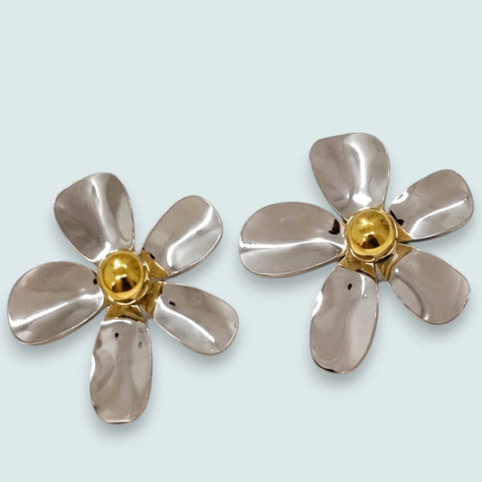 Audrey's - Two-Tone Sculpted Flower Earrings