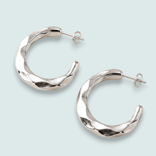 Audrey's - Molten Silver Hoop Earrings