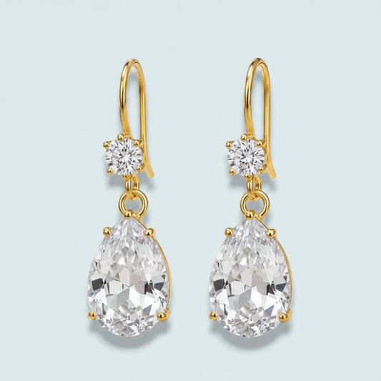 Audrey's - Golden Crystal Drop Earrings