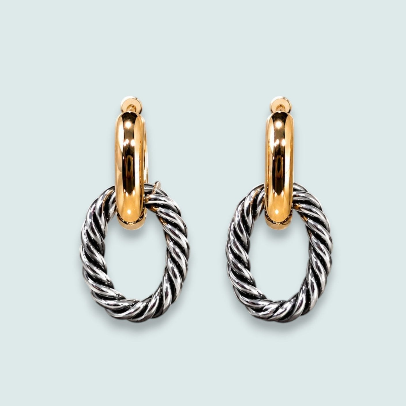 Audrey's - Two-Tone Twisted Link Drop Earrings