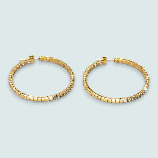 Audrey's - Two-Tone Crystal Gold Hoop Earrings