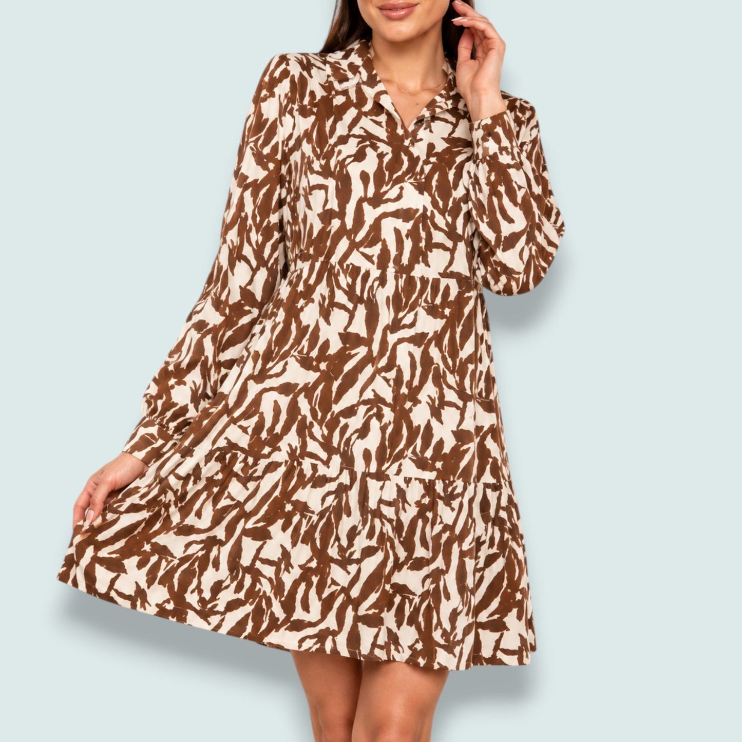 Audrey's - Abstract Print Tiered Dress