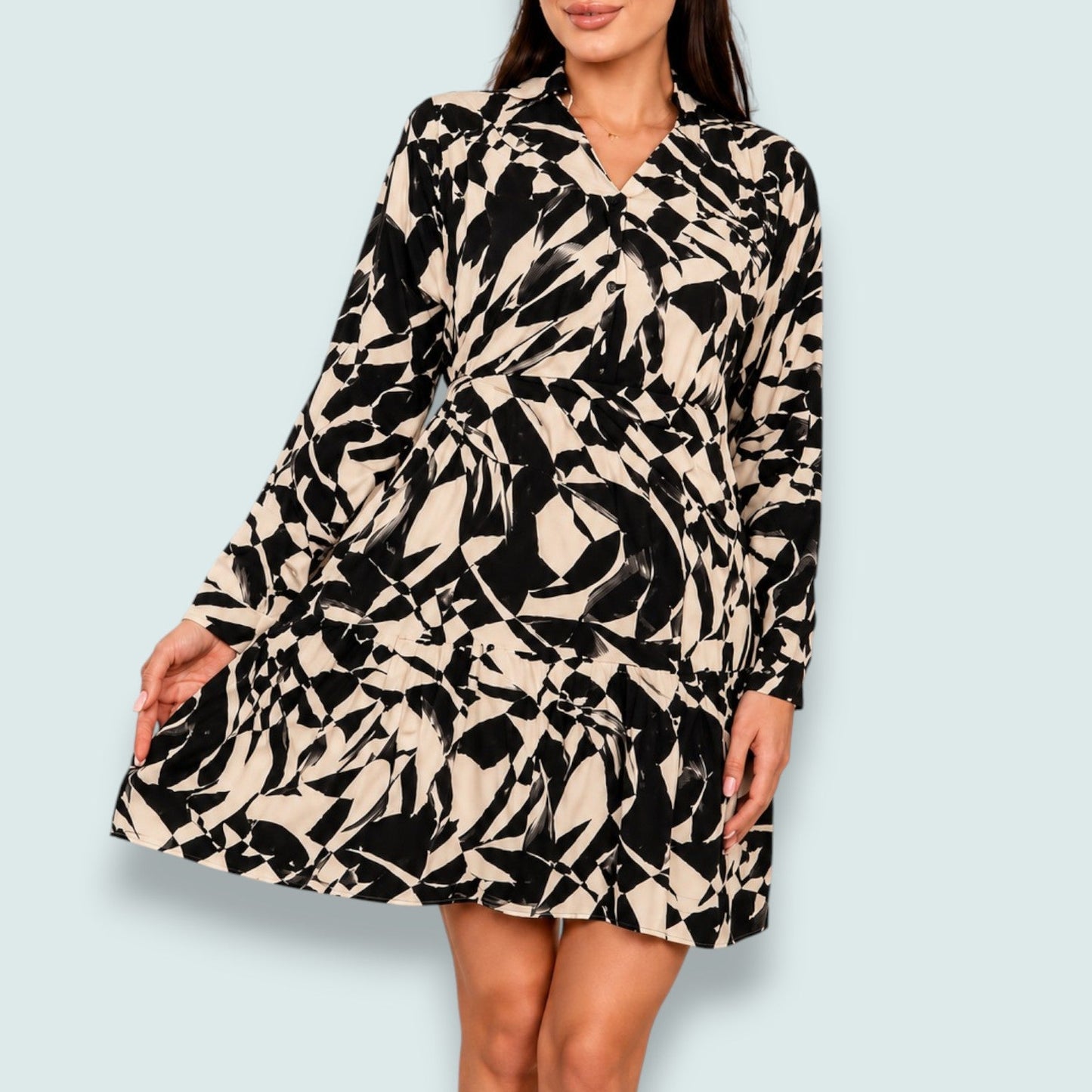 Audrey's - Abstract Print Tiered Dress