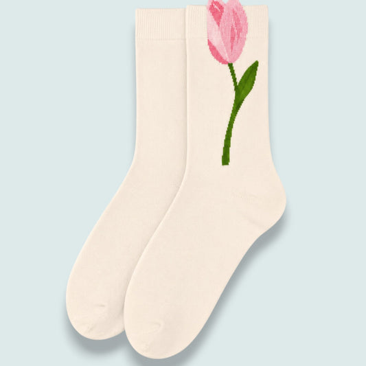 Audrey's - Pink Tulip Cotton Blend Socks