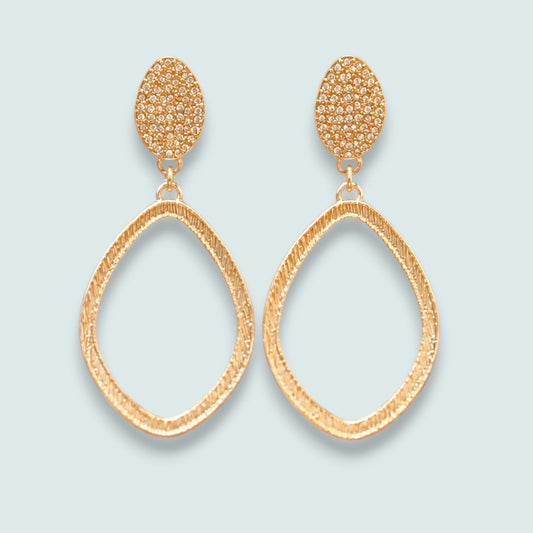 Audrey's -  Textured Open Drop Earrings