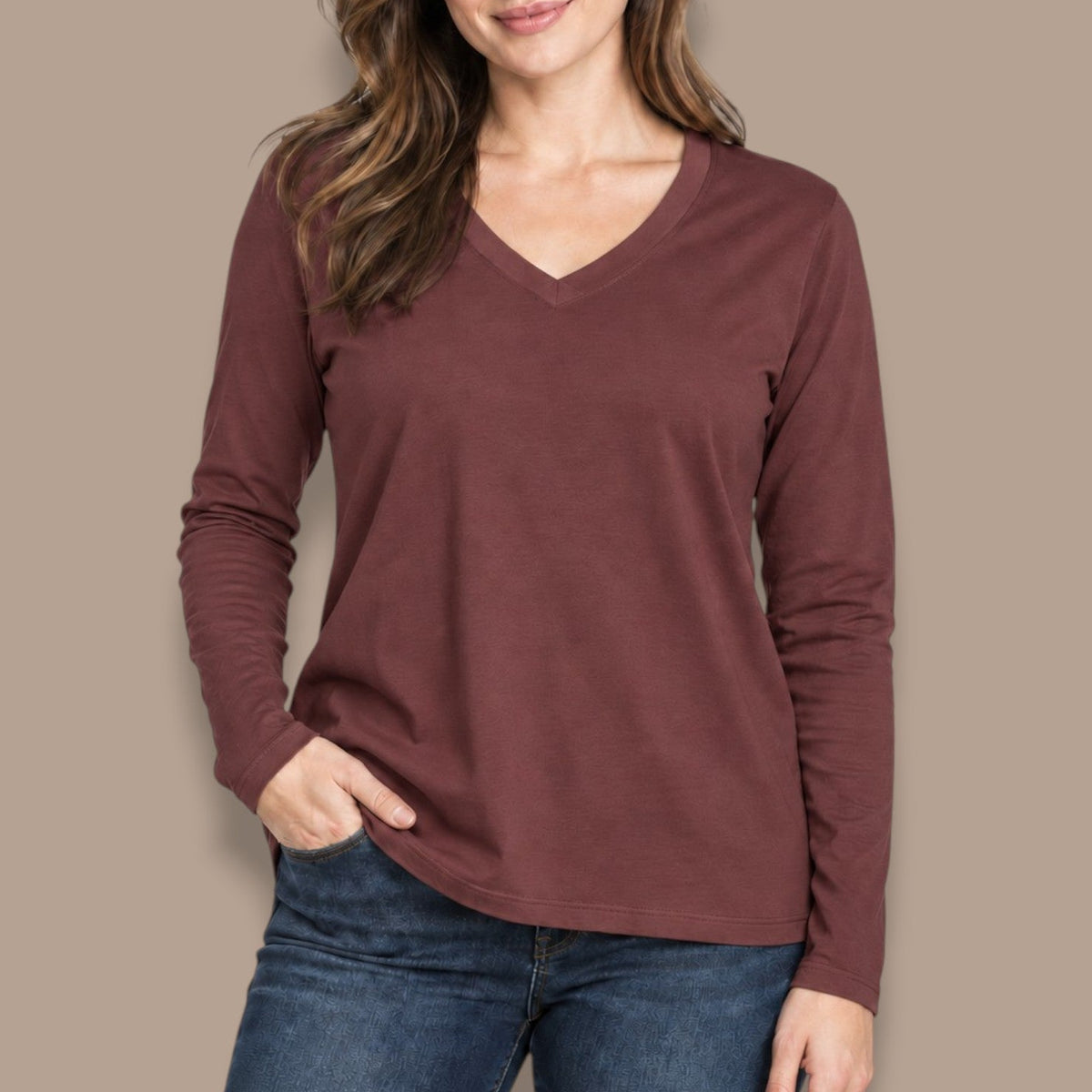 Carreli - Long Sleeve V-Neck Top
