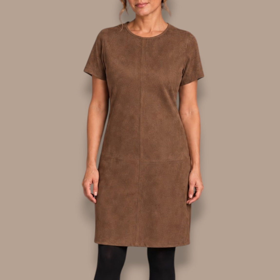 Tango Mango - Faux Suede Short Sleeve Dress