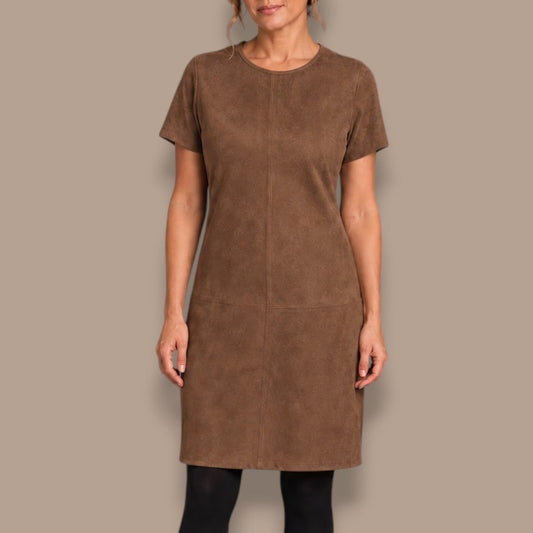 Tango Mango - Faux Suede Short Sleeve Dress
