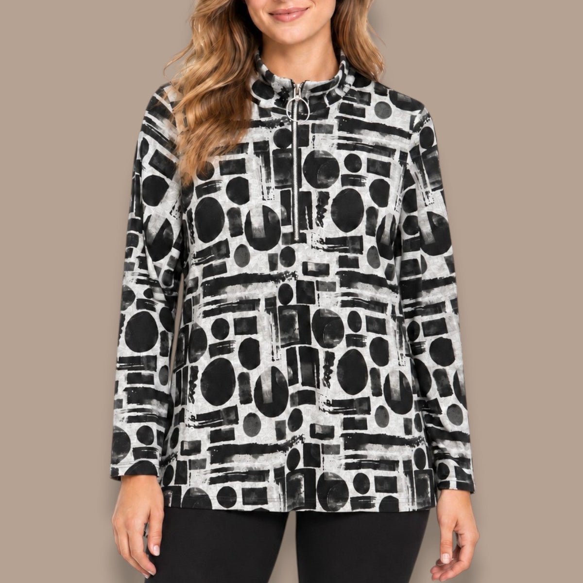 Lasania - Abstract Print Ring-Zip Top