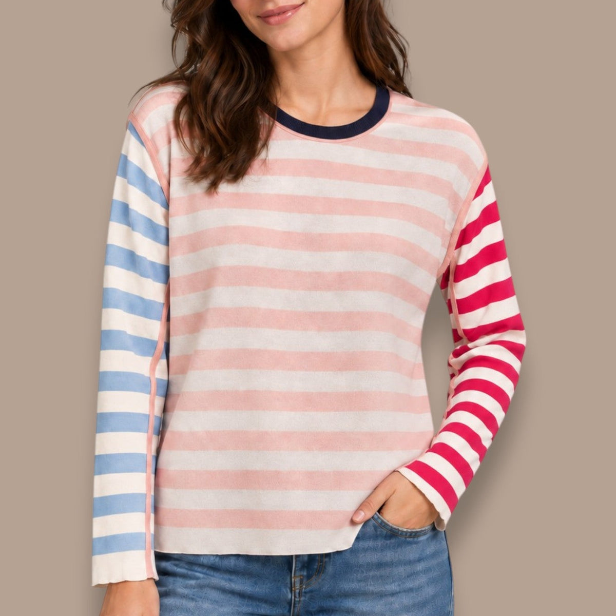 Orientique - Reversible Colour Block & Stripe Sweater