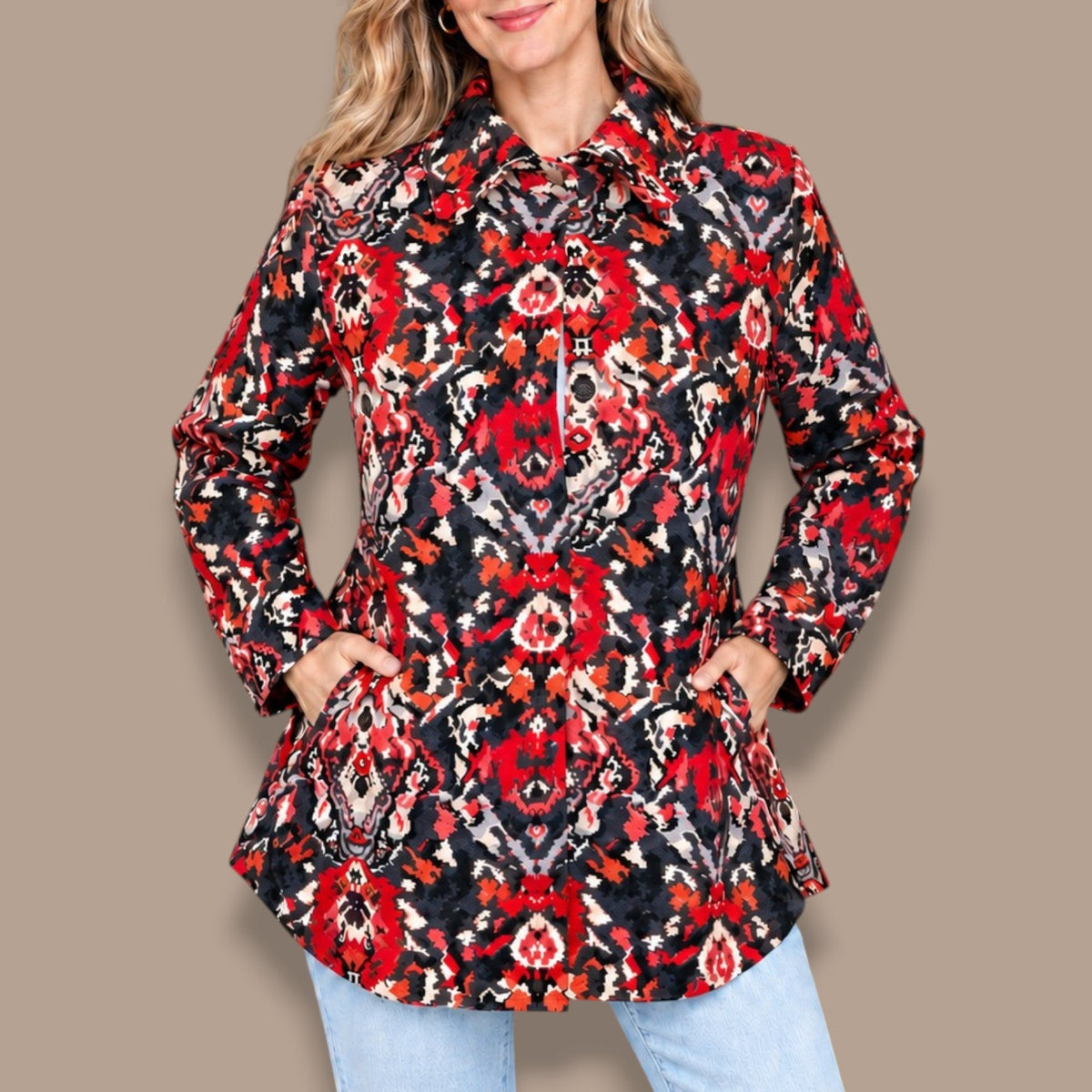 Shannon Passero - Tapestry Print Snap-Front Jacket