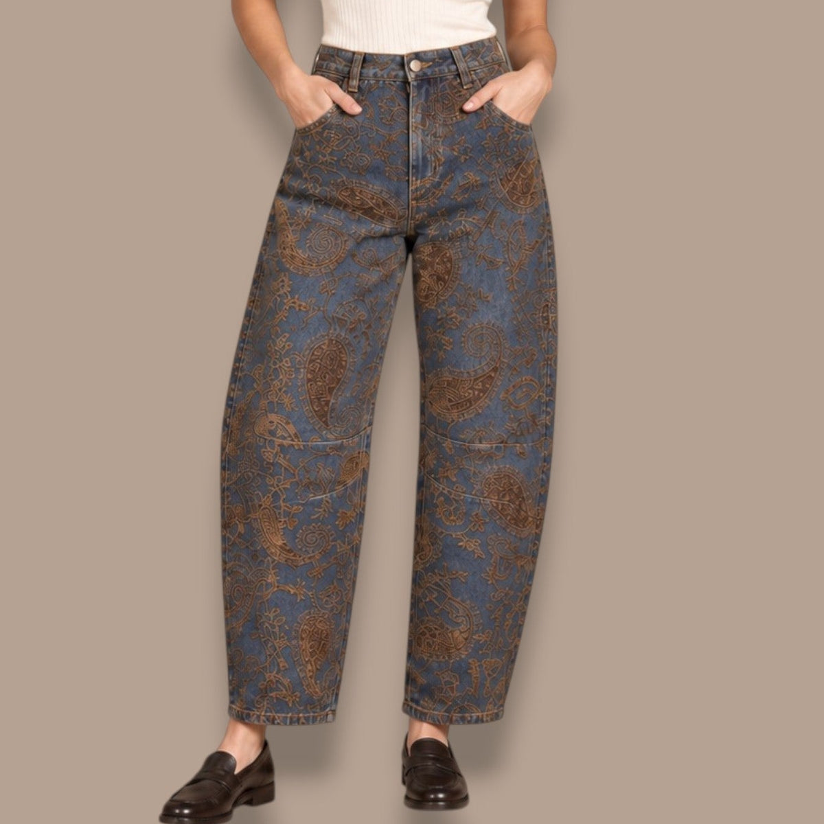 Nikky Apparels - Super Soft Paisley Barrel Jeans