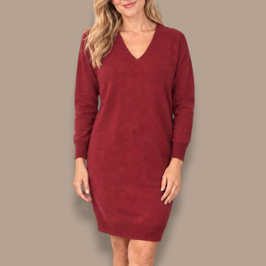 Audrey's - Classic V-Neck Sweater Dress