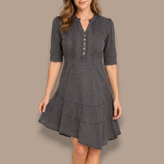 Tango Mango - Button-Front Tiered Dress