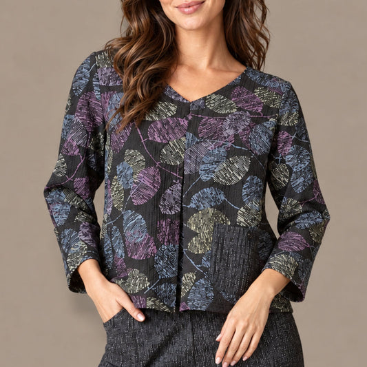 Habitat - Crinkle Crepe Scattered Leaves Pleat Top