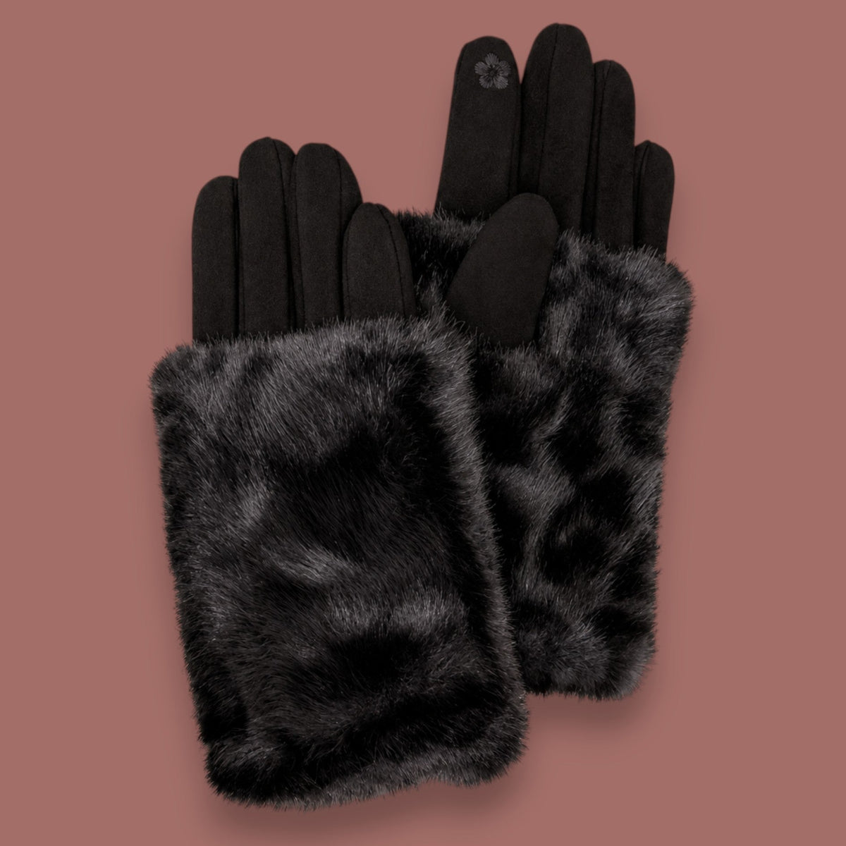 Caracol - Gloves With Faux Fur Wrist Warmers