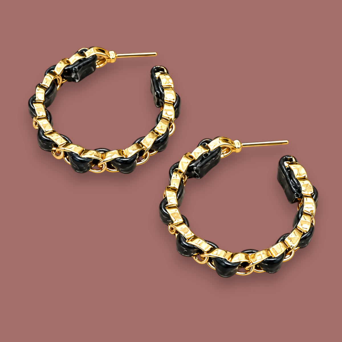 Caracol - Faux Leather Intertwined Hoop Earrings