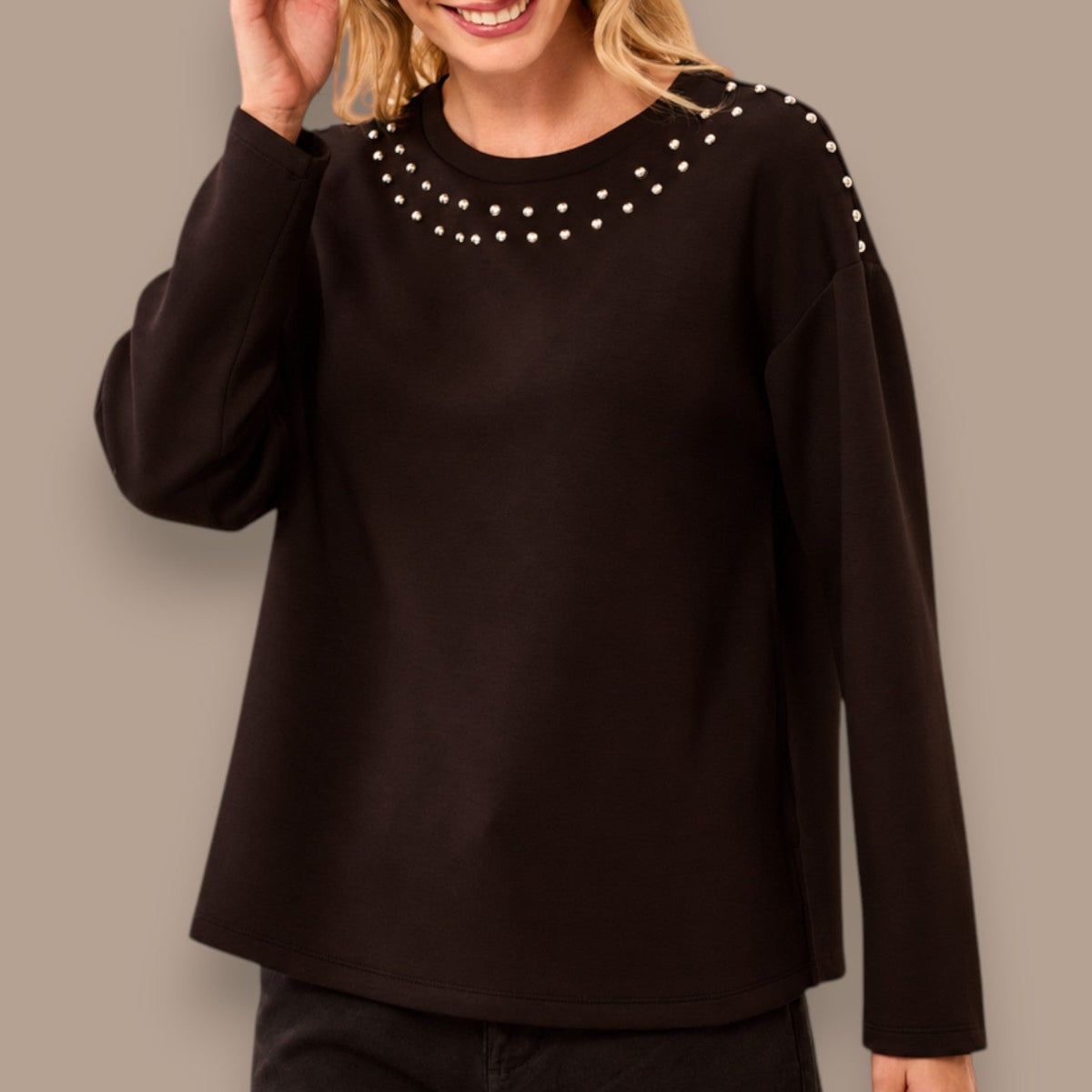 Tribal - Studded Crew Neck Top