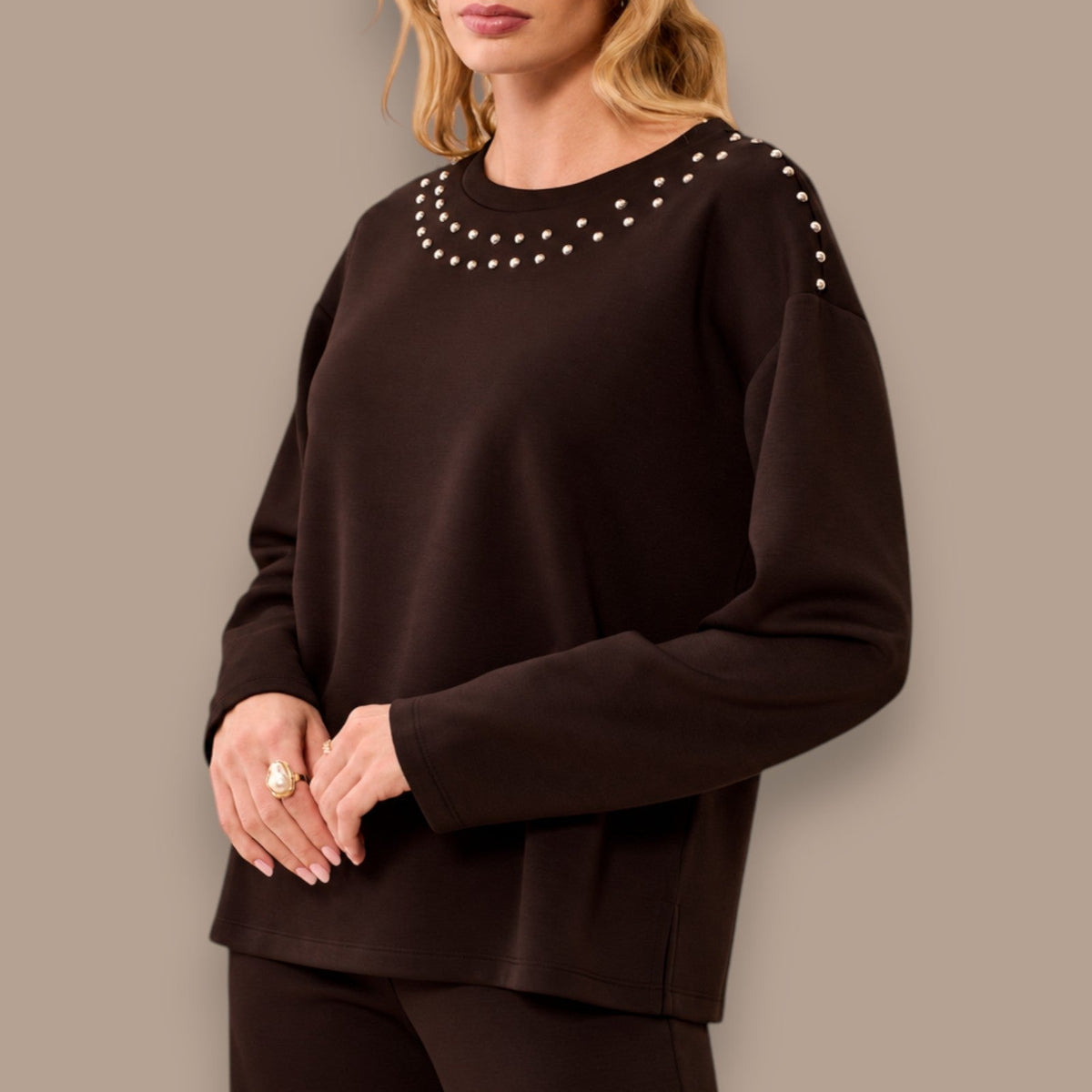 Tribal - Studded Crew Neck Top
