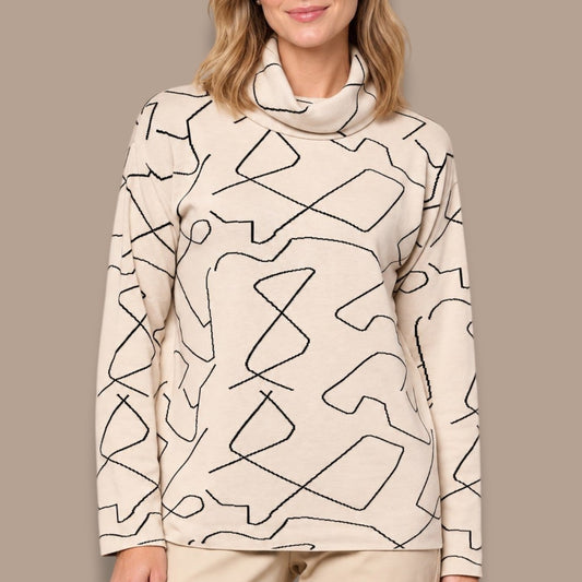 Sunday - Abstract Print Cowl-Neck Top