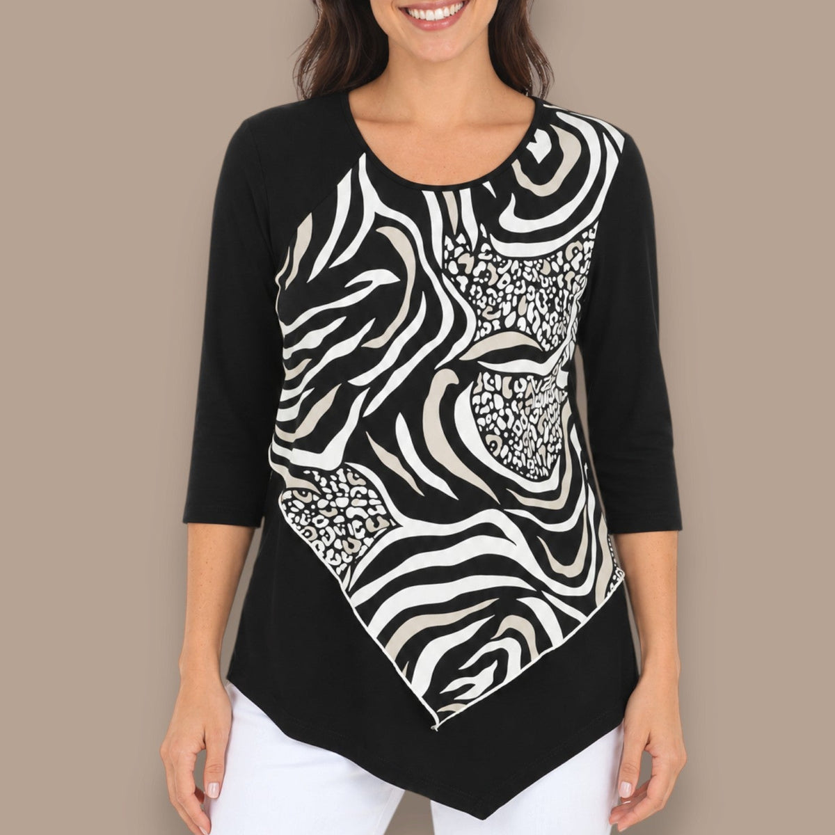 Bali - Animal Print Handkerchief Hem Top