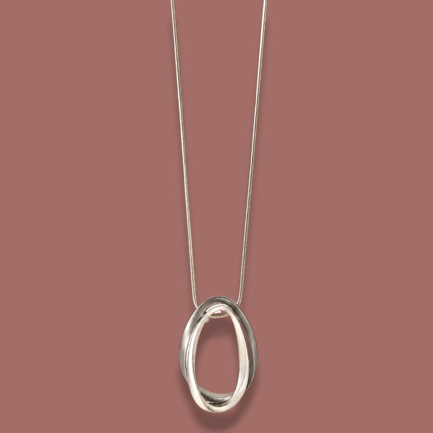 Red Coral - Two-Tone Layered Oval Necklace