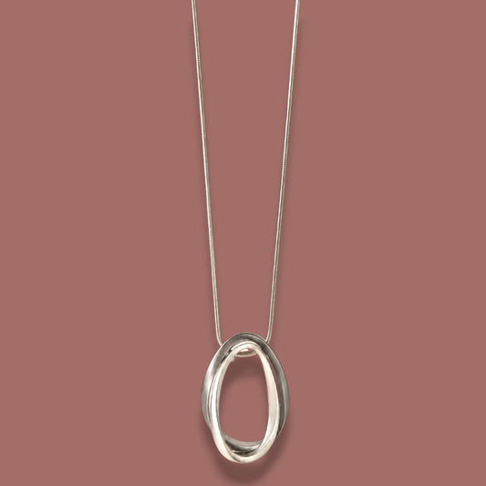 Red Coral - Two-Tone Layered Oval Necklace