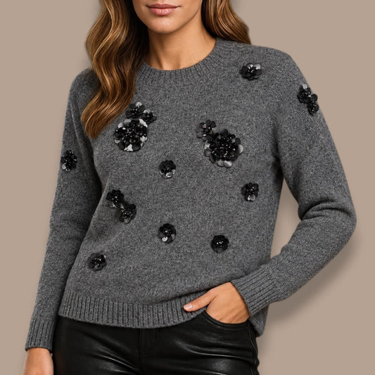 Orly - Embellished Floral Crew Neck Sweater