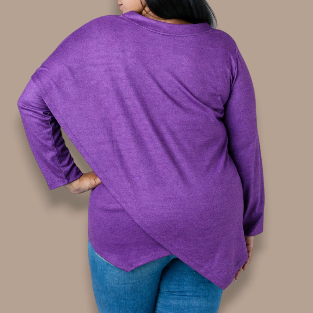 Black LABB - Asymmetrical V-Neck Overlay Top