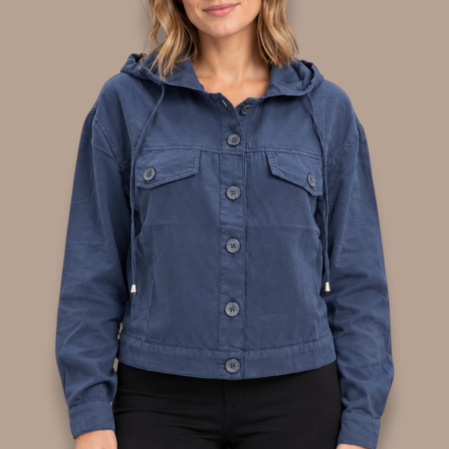 Tango Mango - Lightweight Hooded Button-Front Top