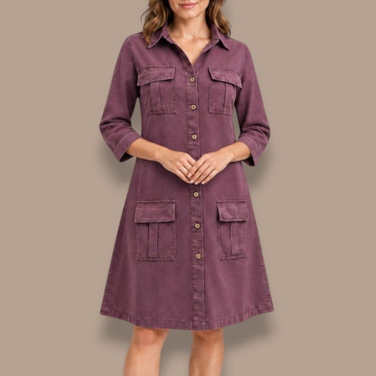Tango Mango - Four-Pocket Button-Front Shirt Dress
