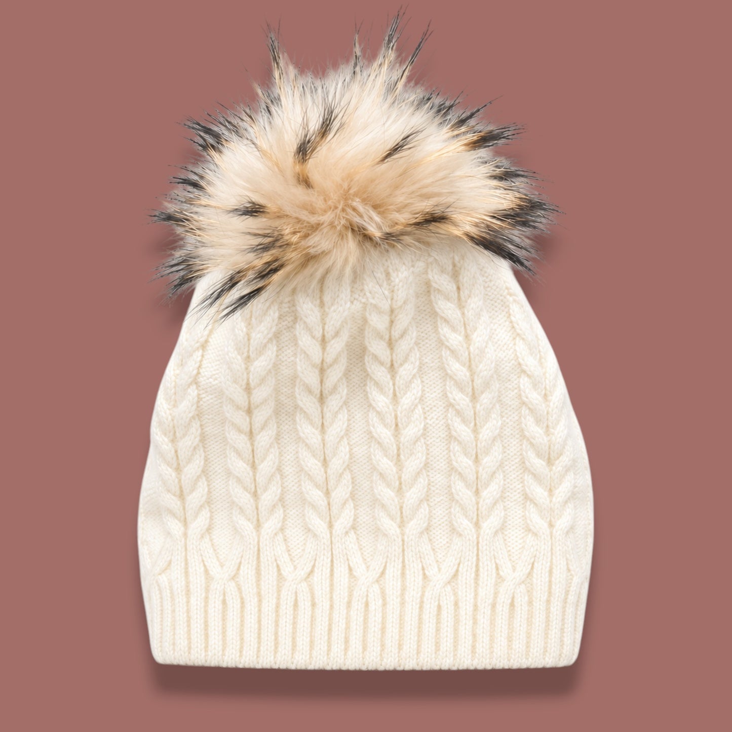 Audrey's - Cable-Knit Hat With Removable Pom-Pom