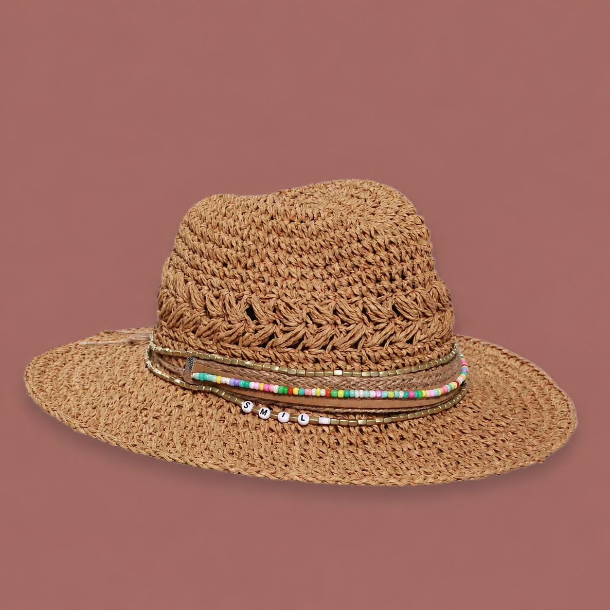 Loevenich - Boho Fedora With “Smile” Beaded Band