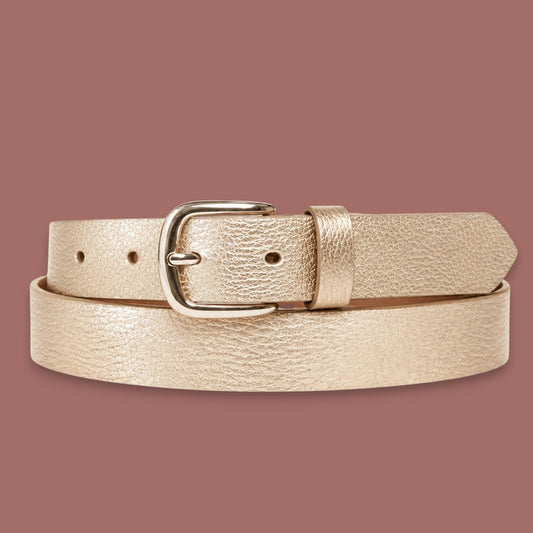 Medike Landes - Italian Leather Belt With Metallic Effect