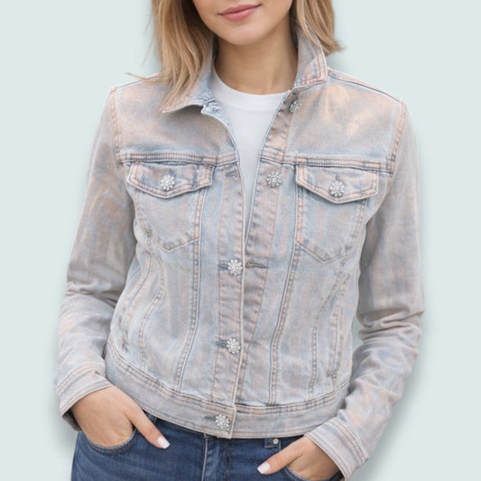 Carreli - Crystal Bloom Denim Jacket