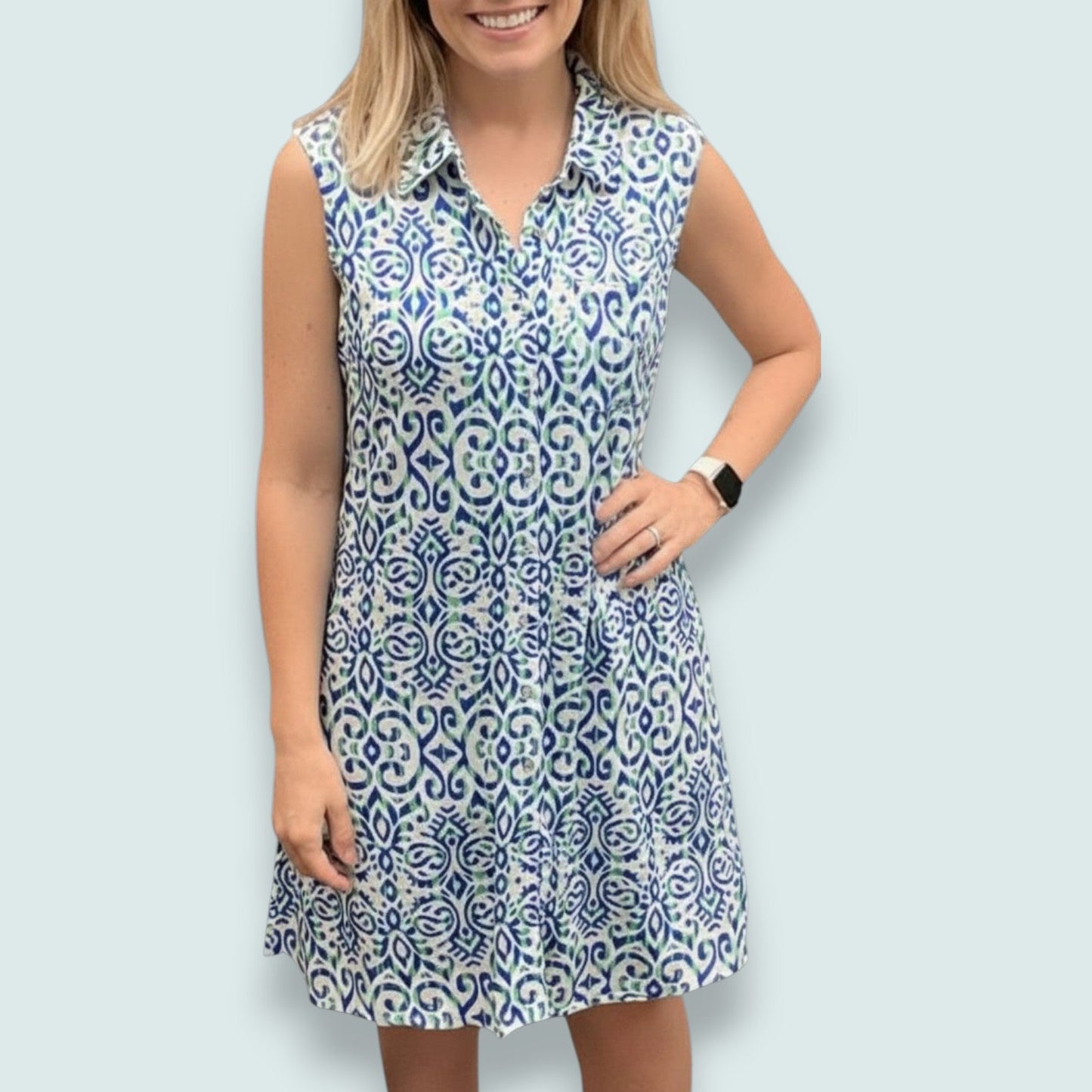 Tango Mango - Mediterranean Tile Shirt Dress