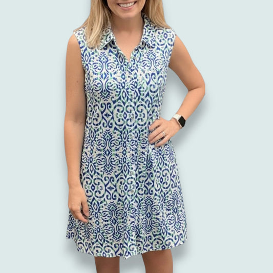 Tango Mango - Mediterranean Tile Shirt Dress