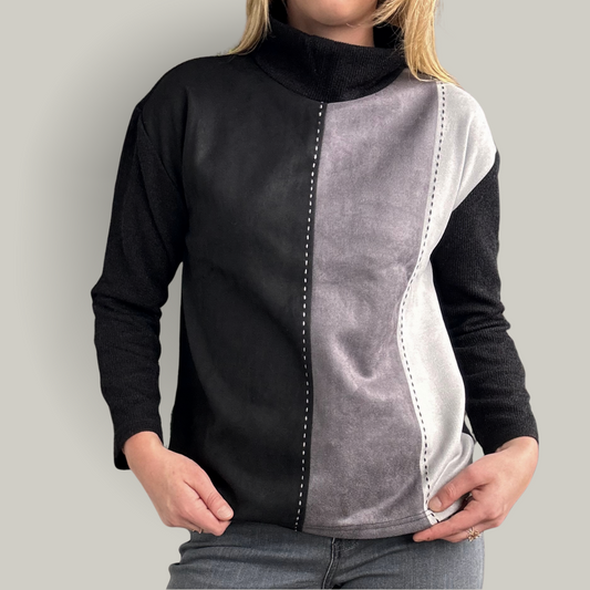 Trisha Tyler - Ultra Suede Color-Block Sweater