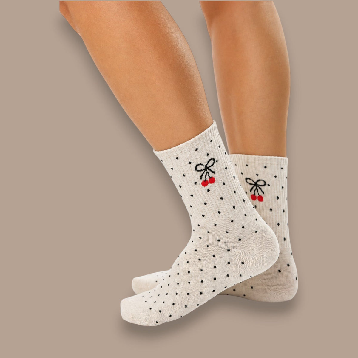 LimLim - Polka Dot Cherry Crew Socks
