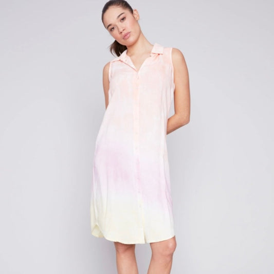 Charlie B - Tie-Dye Sleeveless Button Front Dress