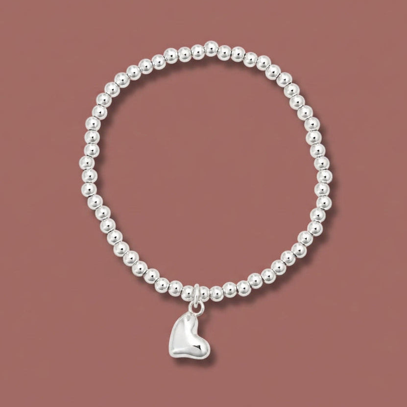 Merx - Delicate Heart Charm Beaded Bracelet