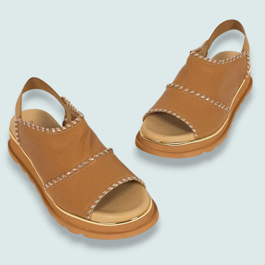 Django & Juliette - Leather Slingback Sandal with Whipstitch Detail