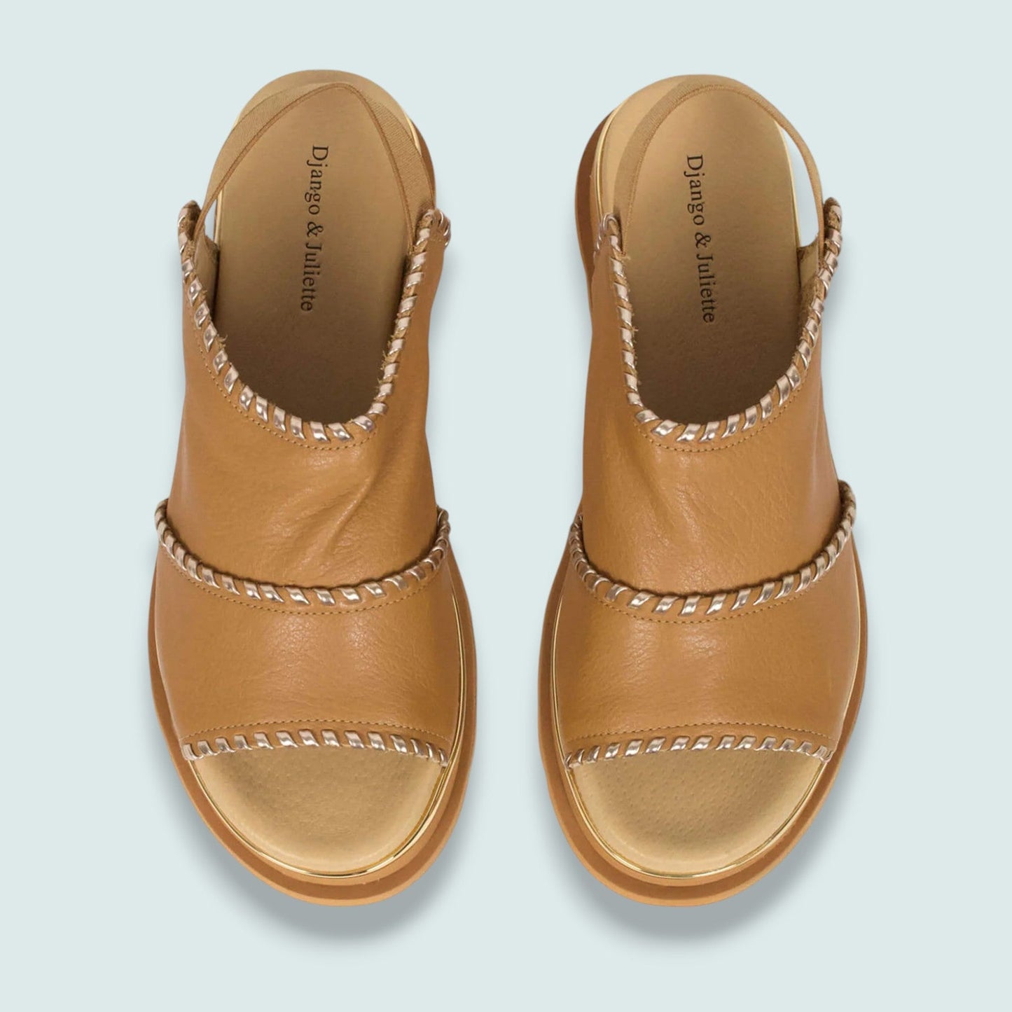 Django & Juliette - Leather Slingback Sandal with Whipstitch Detail