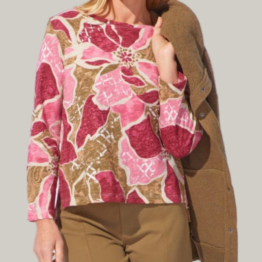 Escape - Floral Stepped Hem Boxy Top