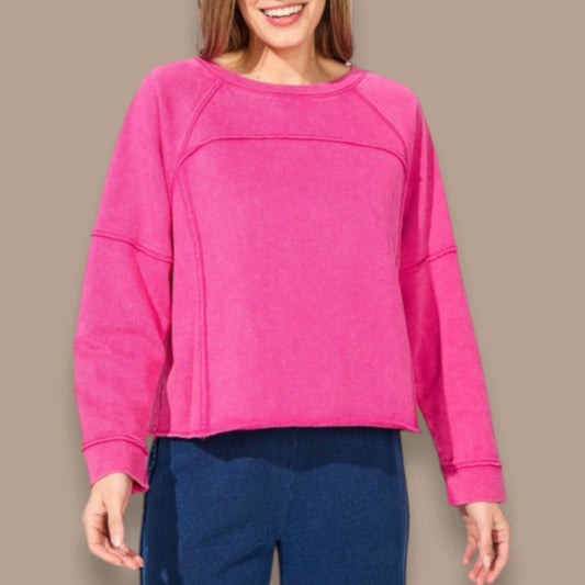 Escape - Relaxed Exposed Seam Pullover Sweatshirt