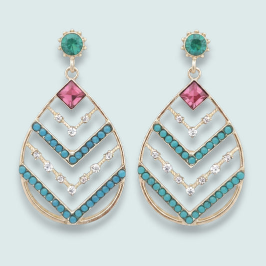 Audrey's - Jewel-Tone Teardrop Statement Earrings