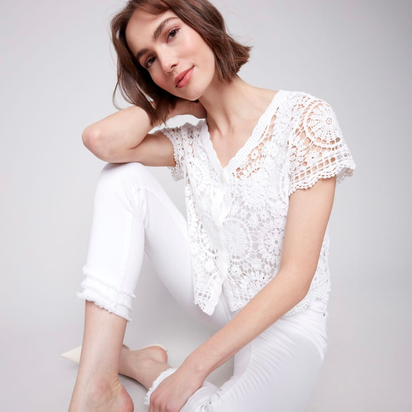 Charlie B - Short Sleeve Crochet Bolero