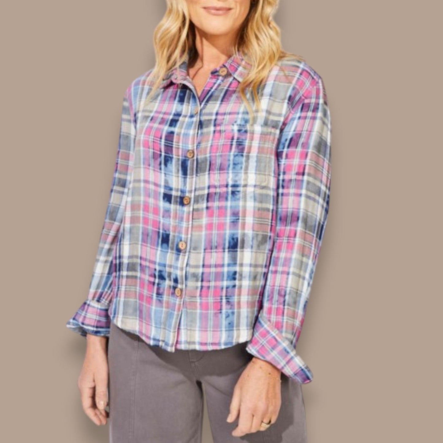 Escape - Brushed Plaid Button-Up Shirt